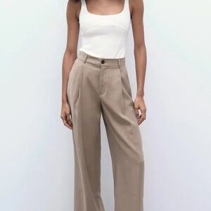 Zara Camel Wide-Leg Pants